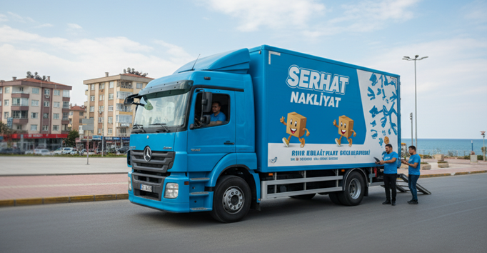 Tekirdağ şehir içi ve şehirler arası nakliyat hizmeti veren Serhat Nakliyat kamyonu